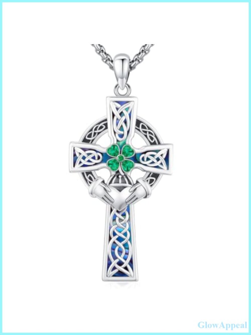 Sterling Silver Celtic Knot Cross Necklace S925 Pendant Chain